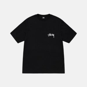 Negro cortado cubitos Camiseta Stussy